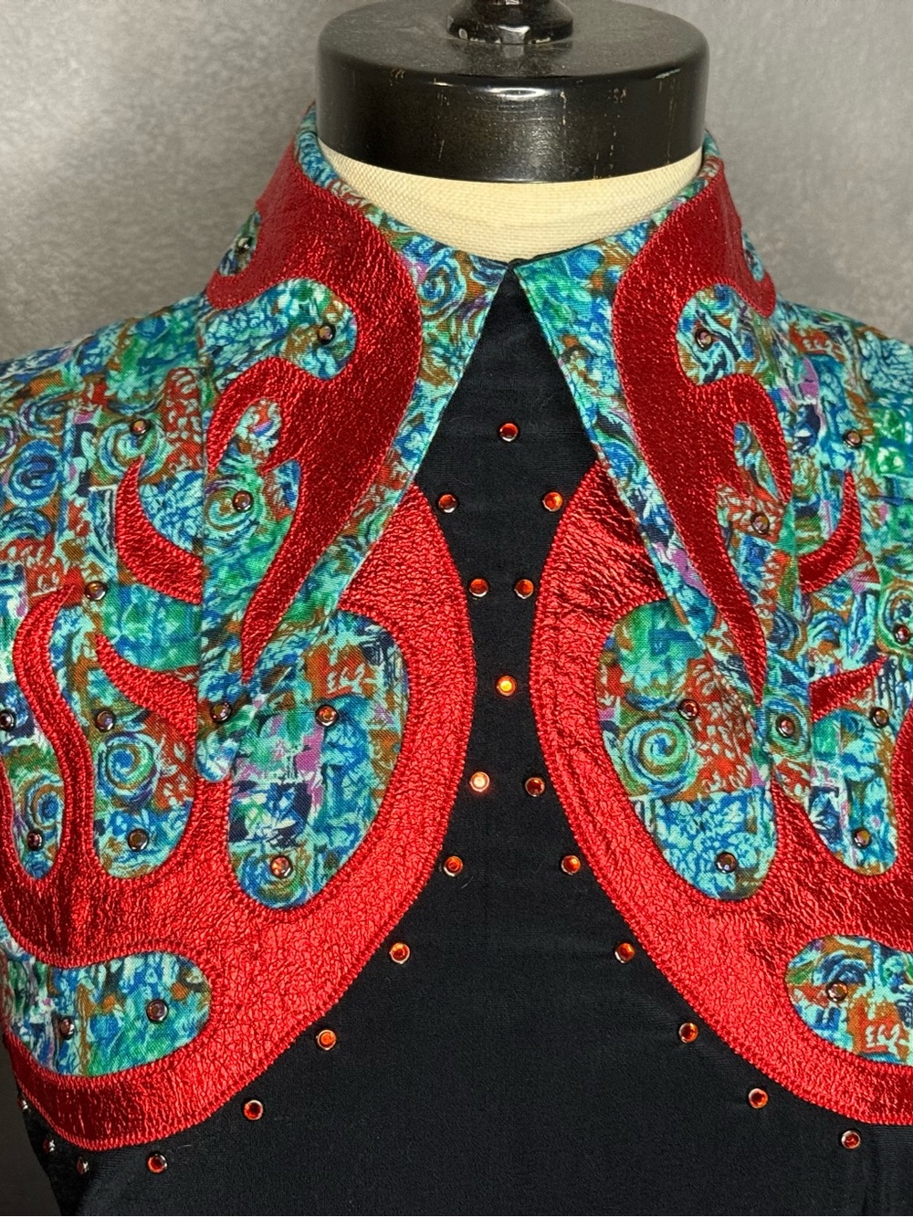 🔥 Custom Western Show Shirt with Detachable Flame Cuffs Size S🔥 - Picture 2 of 8